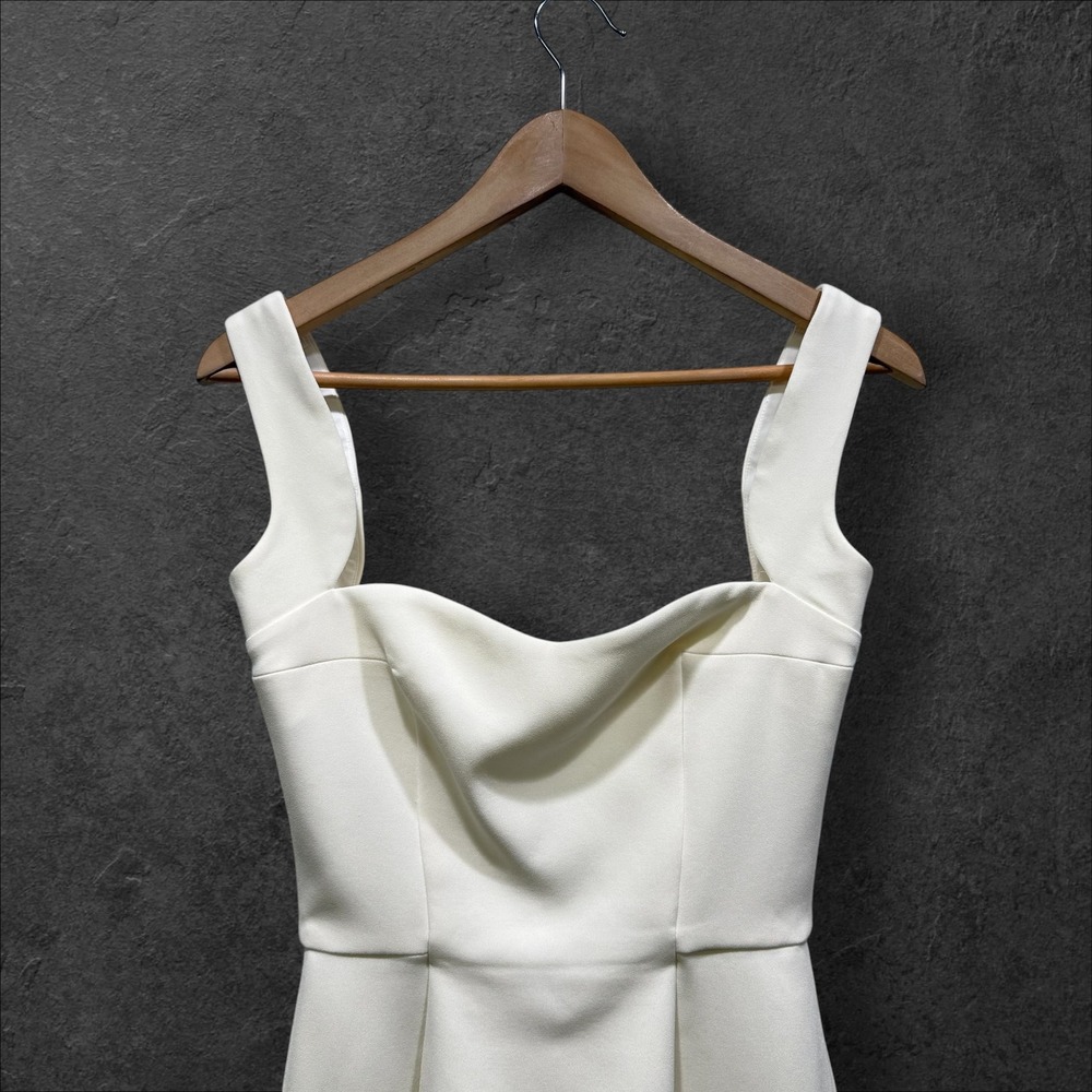 Victoria Beckham Cream Sweetheart Cowl Neck Midi Sheath Dress Back Zip Sz 2 - Picture 3 of 12
